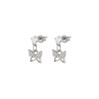 CZ Butterfly Dangle Earrings - 20 Gauge
