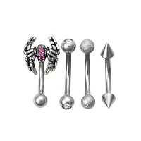 Multi-Pack Titanium Spider Curved Barbells 4 Pack - 16 Gauge