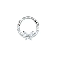 CZ Clear Butterfly Hinge Septum Ring - 16 Gauge