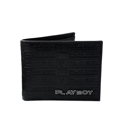 Black Playboy Logo Pattern Bifold Wallet