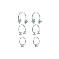 Multi-Pack Glitter Effect Butterfly Horseshoe and Captive Rings 6 Pack - 16 Gauge
