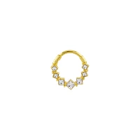 Gold-Plated CZ Diamond Hinged Septum Ring - 16 Gauge