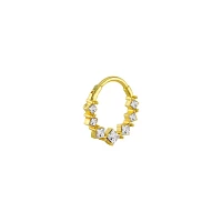 Gold-Plated CZ Diamond Hinged Septum Ring - 16 Gauge