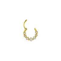 Gold-Plated CZ Diamond Hinged Septum Ring - 16 Gauge