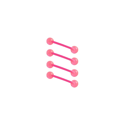Multi-Pack Glow in the Dark Pink Bioflex Nipple Barbells 4 Pack - 14 Gauge