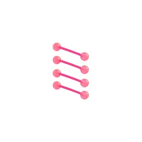 Multi-Pack Glow in the Dark Pink Bioflex Nipple Barbells 4 Pack - 14 Gauge