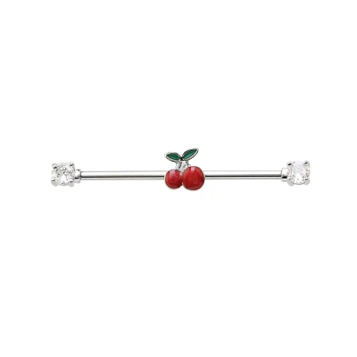 Cherry Cartilage Barbell - 14 Gauge