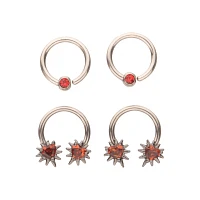 Multi-Pack Pink Heart Captive Rings and Horseshoe Rings 4 Pack - 16 Gauge