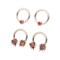 Multi-Pack Pink Heart Captive Rings and Horseshoe Rings 4 Pack - 16 Gauge