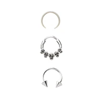 Multi-Pack Skull Hinge Nose Hoops 3 Pack - 16 Gauge