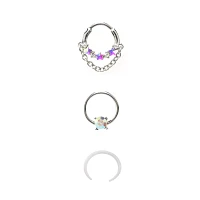 Multi-Pack Aurora Borealis Effect Nose Rings 3 Pack - 16 Gauge