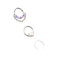 Multi-Pack Aurora Borealis Effect Nose Rings 3 Pack - 16 Gauge
