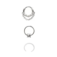 Multi-Pack Aurora Borealis Effect Nose Rings 3 Pack - 16 Gauge