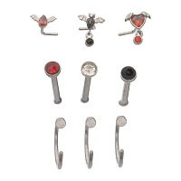 Multi-Pack Red and Black Bat Nose Pins and Hoops 9 Pack - 20 Gauge