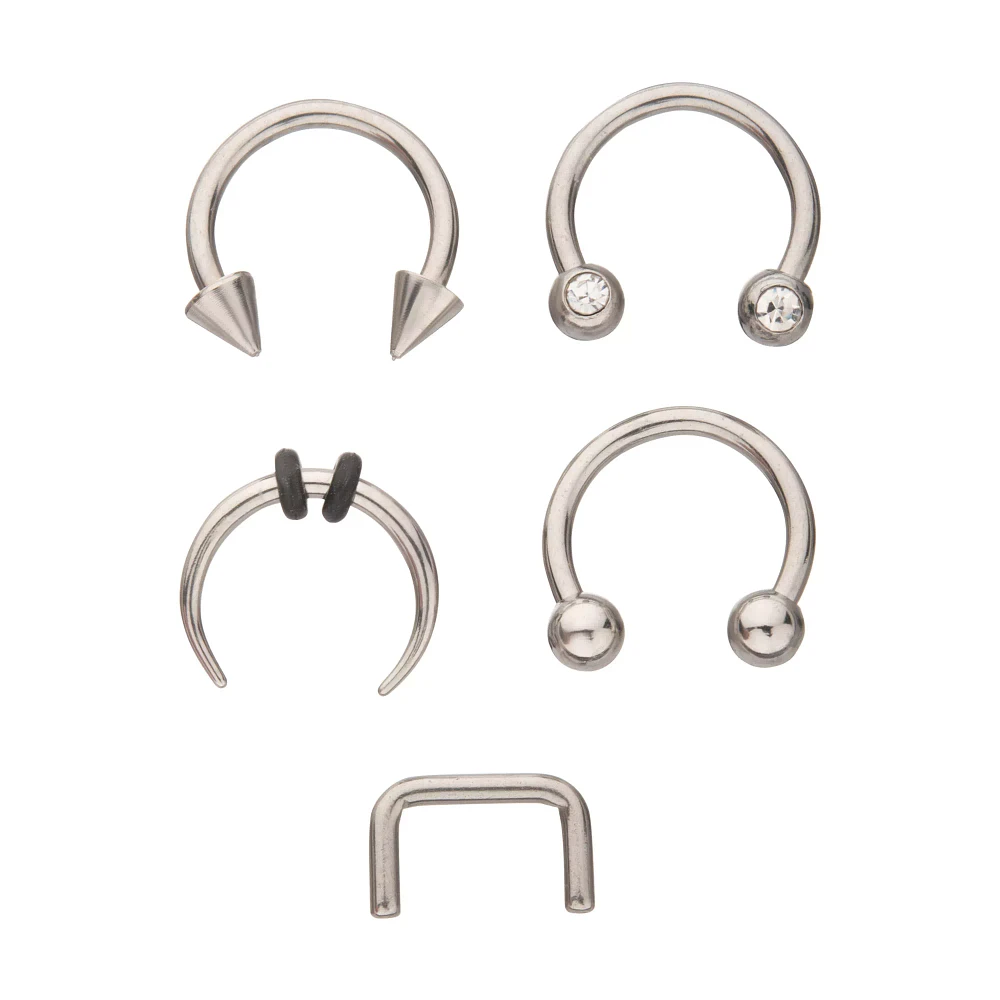 Multi-Pack Septum Nose Ring 5 Pack - 16 Gauge