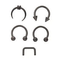 Multi-Pack Black Septum Nose Rings 5 Pack - 16 Gauge