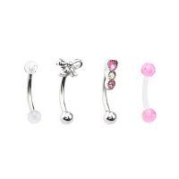 Multi-Pack Bow Curved Barbells 4 Pack - 16 Gauge
