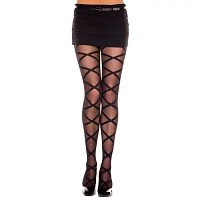 Black Criss Cross Sheer Tights