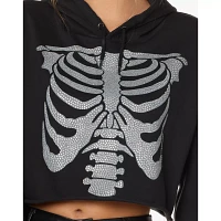 Rhinestone Skeleton Cropped Hoodie