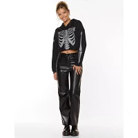 Rhinestone Skeleton Cropped Hoodie