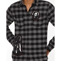 Black and Grey Ghost Face Flannel Shirt