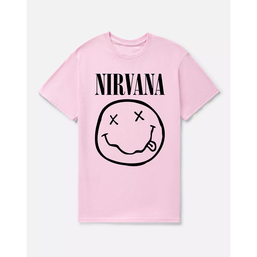 Pink Nirvana Smiley Face T Shirt