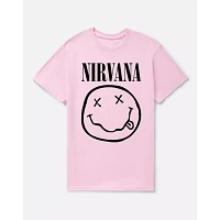 Pink Nirvana Smiley Face T Shirt