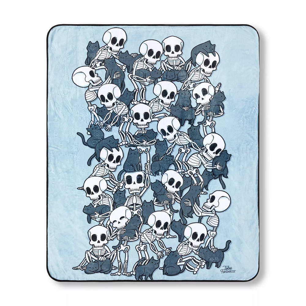 Skeletons and Cats Fleece Blanket