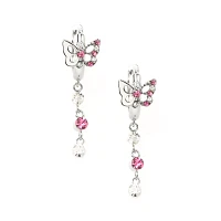 CZ Pink Butterfly Dangle Earrings