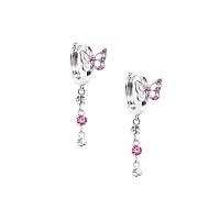 CZ Pink Butterfly Dangle Earrings