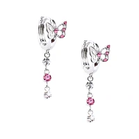 CZ Pink Butterfly Dangle Earrings