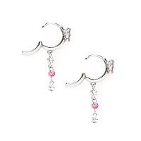 CZ Pink Butterfly Dangle Earrings