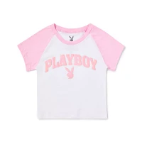 Pink and White Playboy Raglan Baby T Shirt