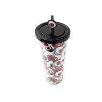 Red Eyeball Print Cup with Straw and Topper - 20 oz.