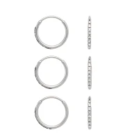 Multi-Pack Silver and Crystal Hoops 3 Pack
