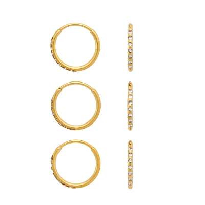 Multi-Pack Gold and Crystal Hoops 3 Pack - 20 Gauge