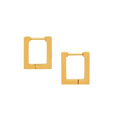 Gold Square Huggie Hoops - 18 Gauge