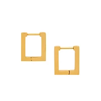 Gold Square Huggie Hoops - 18 Gauge