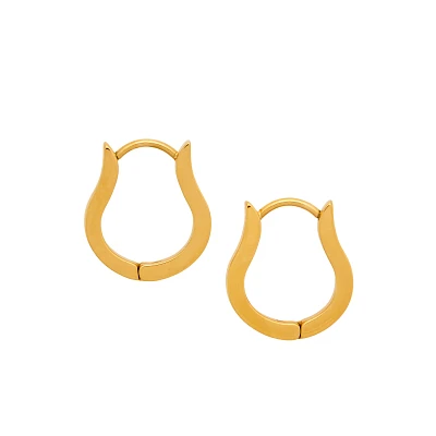 Gold Horseshoe Huggie Hoops - 18 Gauge
