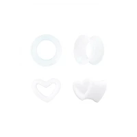 White Heart Silicone Tunnel Plugs - 2 Pairs