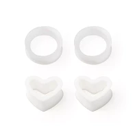 White Heart Silicone Tunnel Plugs - 2 Pairs