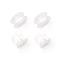 White Heart Silicone Tunnel Plugs - 2 Pairs
