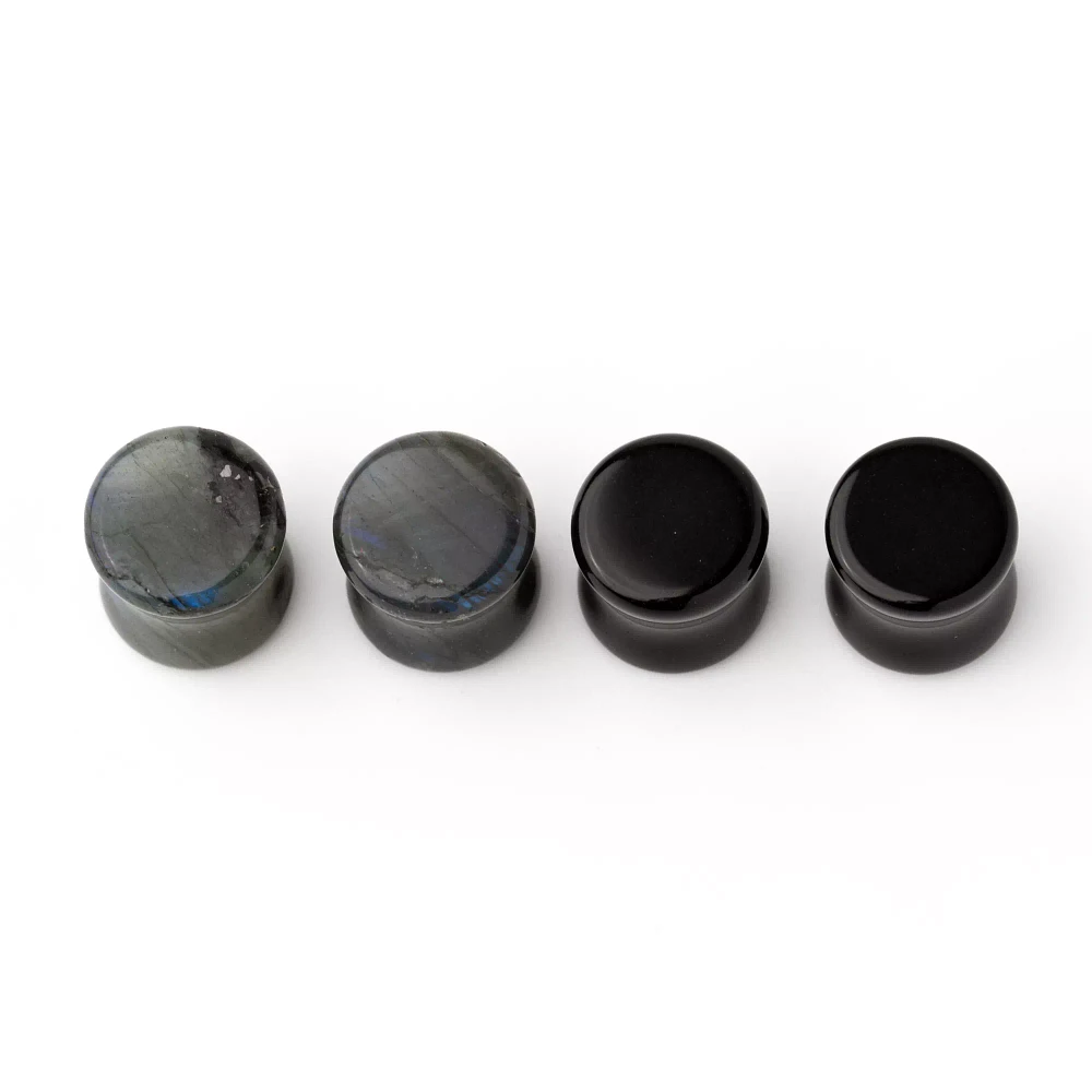 Multi-Pack Obsidian and Labradorite Stone Plugs - 2 Pair