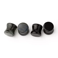 Multi-Pack Obsidian and Labradorite Stone Plugs - 2 Pair