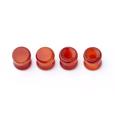 Multi-Pack Red Agate Stone Plugs - 2 Pair