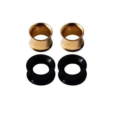 Multi-Pack Gold and Black Silicone Tunnels - 2 Pair