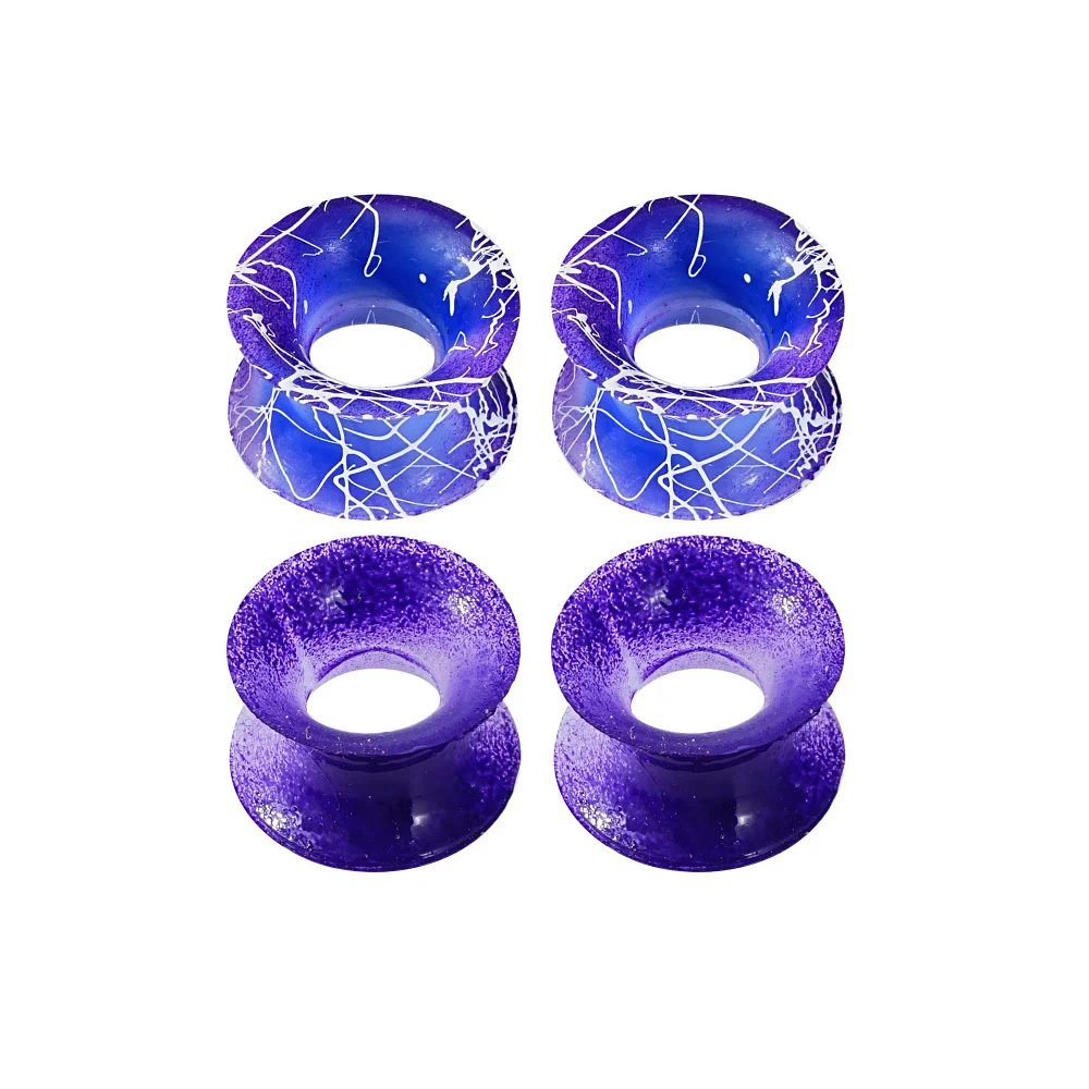Multi-Pack Blue and Purple Splatter Paint Silicone Tunnels - 2 Pairs