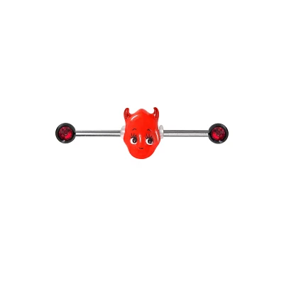 Red Baby Devil Industrial Barbell - 14 Gauge