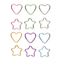 Multi-Pack Rainbow Heart and Star Hoops 12 Pack - 20 Gauge