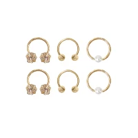 Multi-Pack CZ Rose Horseshoe and Captive Rings 6 Pack - 16 Gauge